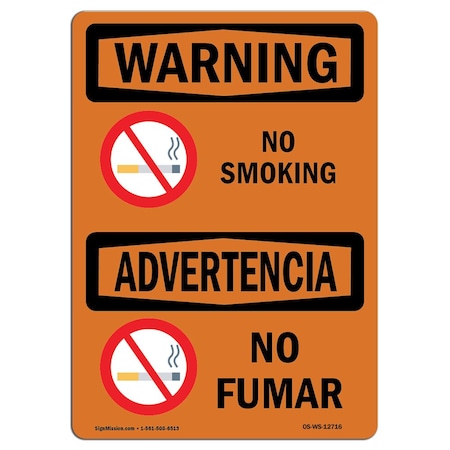 OSHA WARNING Sign, No Smoking, 24in X 18in Decal